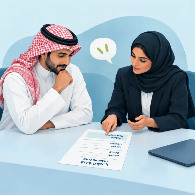 An adviser helps a learner review course and HSE training options